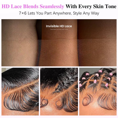 Glueless Wig Human Hair Burmese Curly 7x6 Lace Closure Wig Beginner Friendly HD Lace Bleached Knots 100% Human Hair Wigs