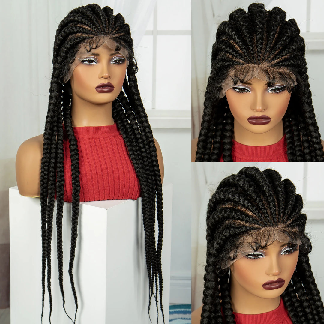 32-Inch Cornrow Braided Lace Wig - JoySky Hair