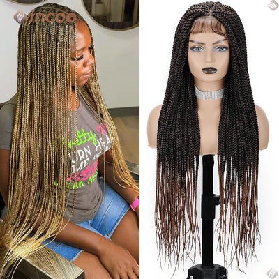 Synthetic Braided Wigs For Black Women Full Lace Wig Braid African Knotless Box Braids Hair Lace Front Wigs Cheap Cornrow Braids