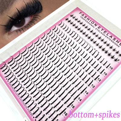 12Rows Bottom&Spiky Lashes Clusters Volume Individual Lashes Cluster Extensions Spikes Lashes Clusters DIY Fairy/Manga Eyelash