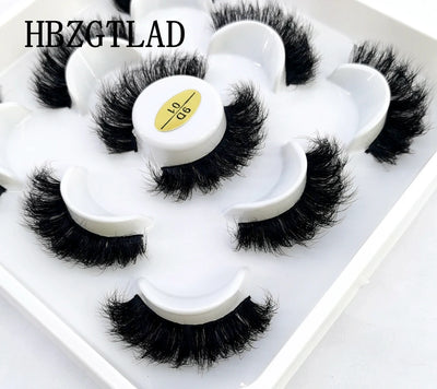 HBZGTLAD New 5 Pairs 25mm 3d Mink Lashes Faux Mink Lash Wispy Thick Natural Full Strip Lashes