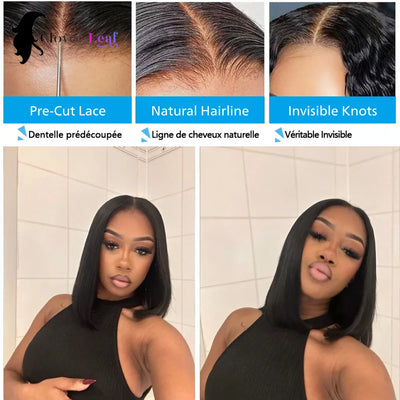 Glueless Straight Bob Human Hair Wigs,13x6 Lace Front Wear And Go Wig,180 Density,10–16 Inch,100% Brazilian Remy Short Wigs For Black Women,Clearance Cheap Lace Wigs,Smooth Straight Texture Easy Styling For Daily Use Women
