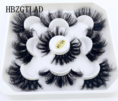 HBZGTLAD New 5 Pairs 25mm 3d Mink Lashes Faux Mink Lash Wispy Thick Natural Full Strip Lashes