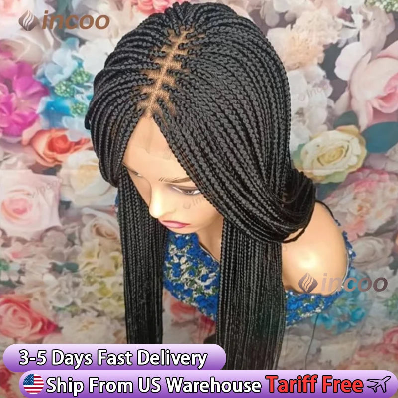 Synthetic Braided Wigs For Black Women Full Lace Wig Braid African Knotless Box Braids Hair Lace Front Wigs Cheap Cornrow Braids