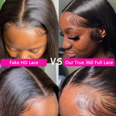 Straight Human Hair Real Full Lace Wig 200 Density Human Hair Wigs Preplucked HD 360 Full Lace Wig Bone Straight Lace Front Wig