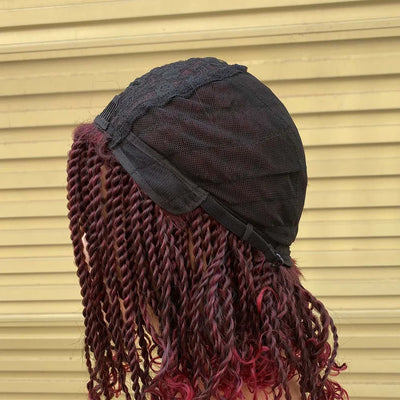 Box Braided Wigs For Black Women Crochet Hair 2 Twist Ombre Bug African Synthetic Short Bob Braiding Hair Wig Extensions Hair
