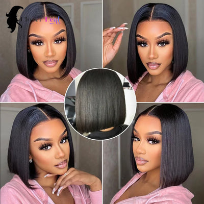 Glueless Straight Bob Human Hair Wigs,13x6 Lace Front Wear And Go Wig,180 Density,10–16 Inch,100% Brazilian Remy Short Wigs For Black Women,Clearance Cheap Lace Wigs,Smooth Straight Texture Easy Styling For Daily Use Women