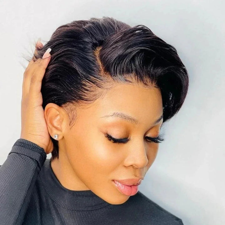 Side Part Pixie Cut Lace Front Human Hair Wig - JoySky Hair