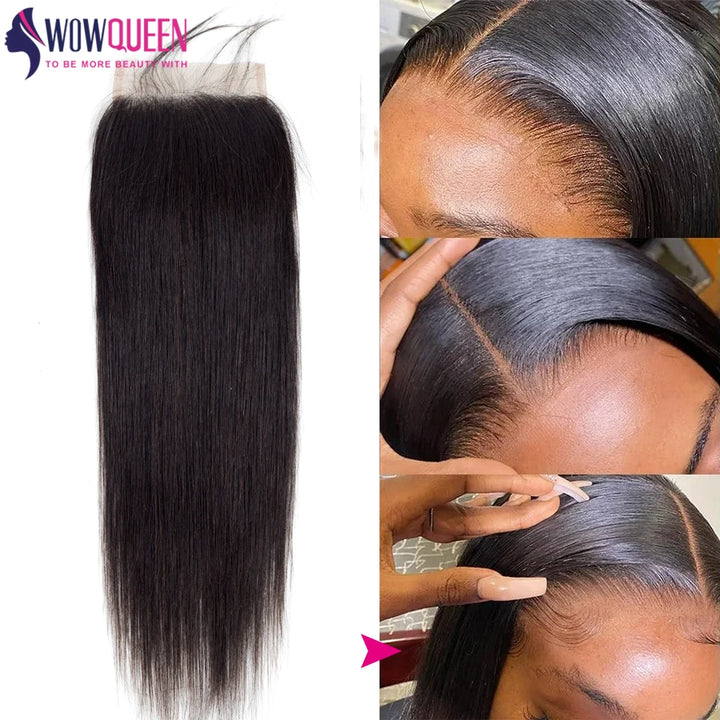 Straight Human Hair Bundles with Lace Closure