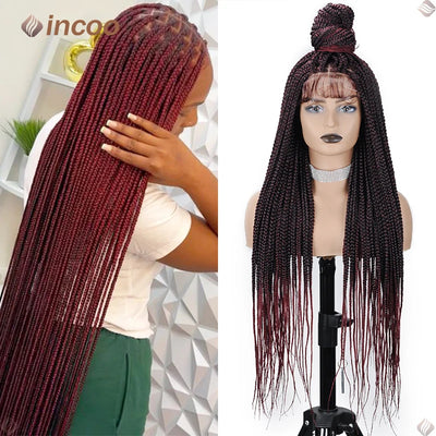 Synthetic Braided Wigs For Black Women Full Lace Wig Braid African Knotless Box Braids Hair Lace Front Wigs Cheap Cornrow Braids