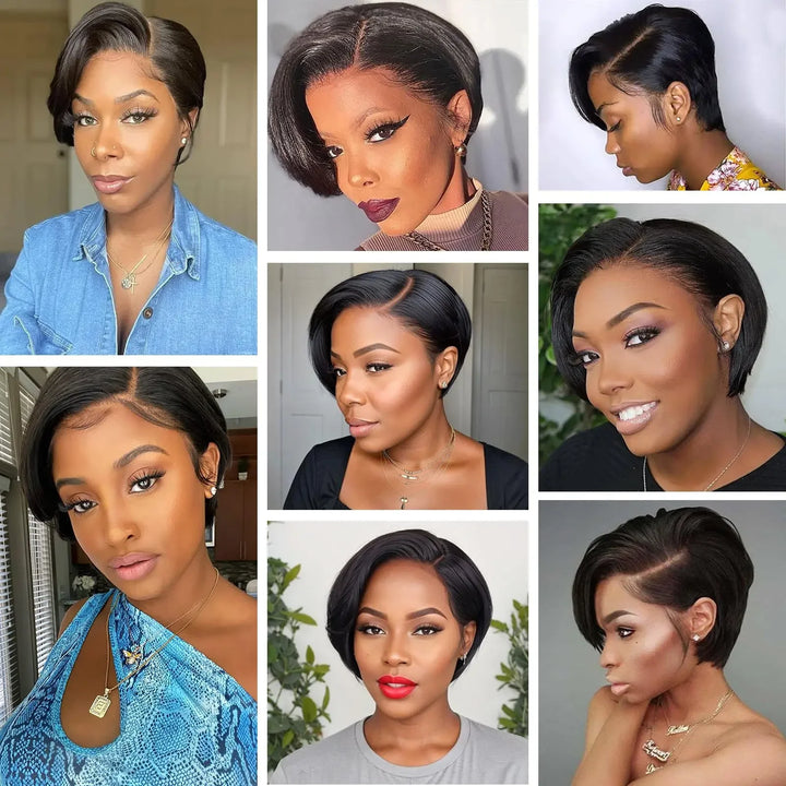 Side Part Pixie Cut Lace Front Human Hair Wig - JoySky Hair