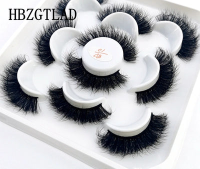 HBZGTLAD New 5 Pairs 25mm 3d Mink Lashes Faux Mink Lash Wispy Thick Natural Full Strip Lashes