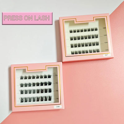 Cluster Lashes Light Weight Self Adhesive Eyelashes Pre Glued Press on Lashes Waterproof Handmade