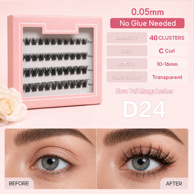 Cluster Lashes Light Weight Self Adhesive Eyelashes Pre Glued Press on Lashes Waterproof Handmade