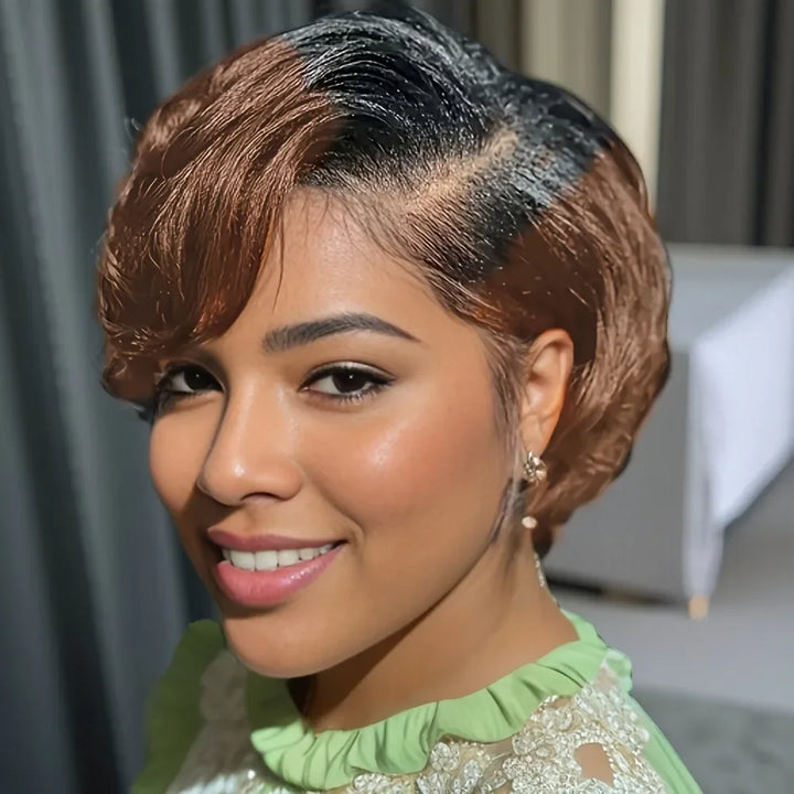 Side Part Pixie Cut Lace Front Human Hair Wig - JoySky Hair