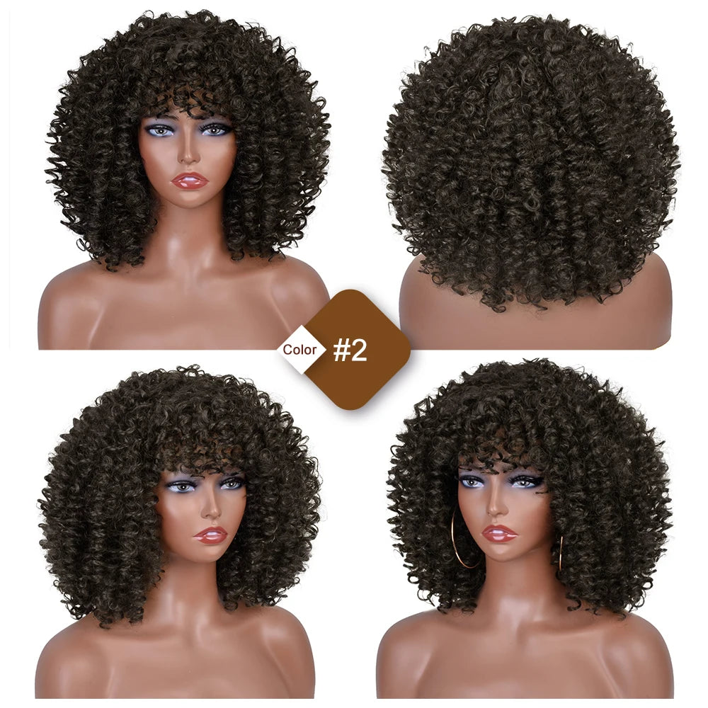 Short Afro Kinky Curly Wig with Bangs - JoySky Hair
