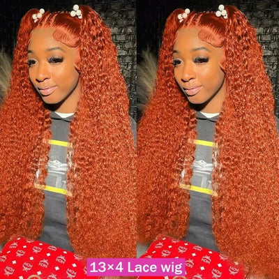 30 36 Inch Ginger Hd Lace Wig 13X6 Human Hair Deep Wave Frontal Wig Curly Lace Front Wig Colored Brazilian 250 Density For Women