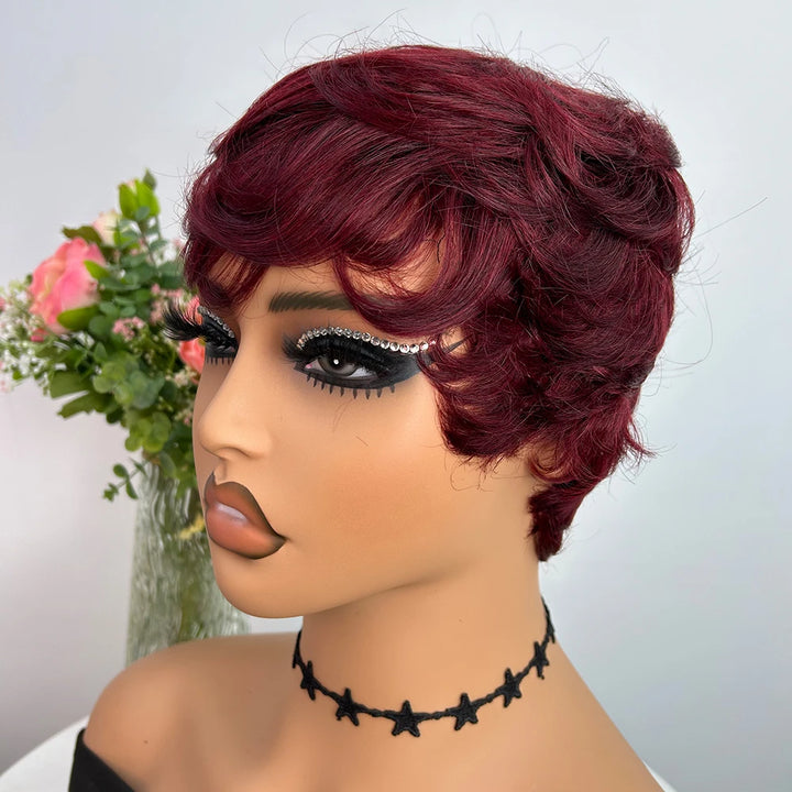 Short Straight Pixie Cut Human Hair Wig - JoySky Hair