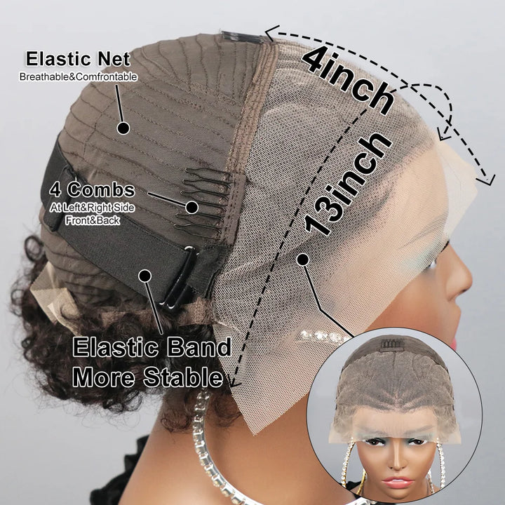 Afro Puff Cornrow Braided Lace Human Hair Wig