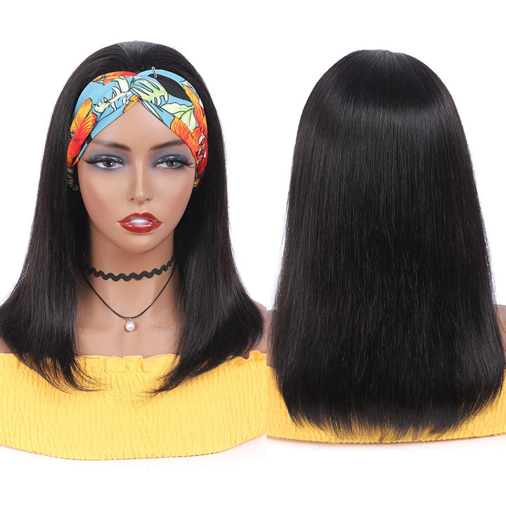 Bone Straight Human Hair Headband Wig