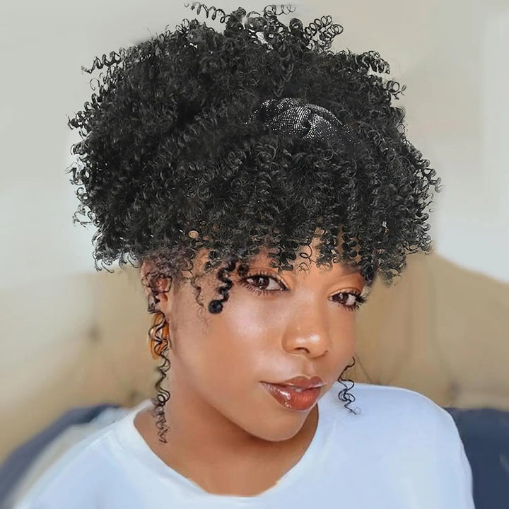 2-in-1 Curly Headband Synthetic Wig