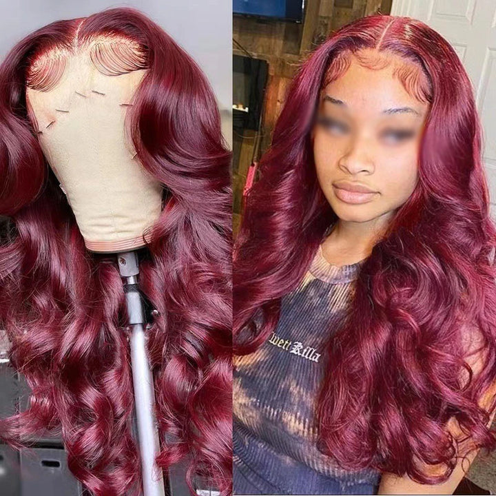 Wine Red Long Wavy Wig - JoySky Hair