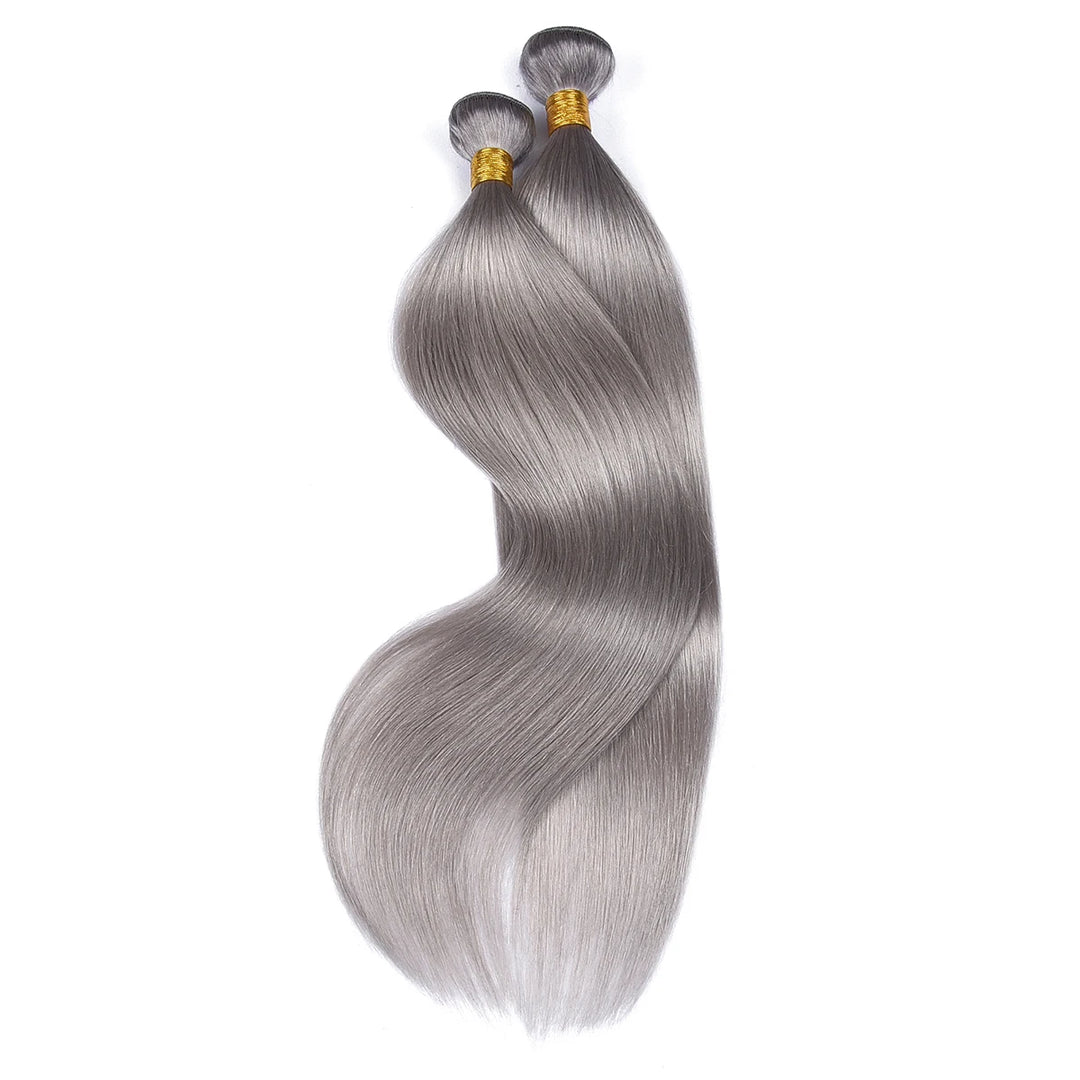 Gray Straight Human Hair Bundles - JoySky Hair