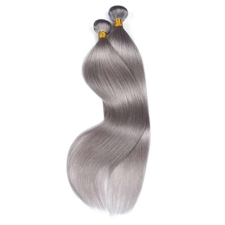 Gray Straight Human Hair Bundles - JoySky Hair