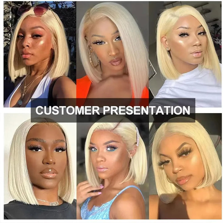 Blonde Straight Bob Lace Front Human Hair Wig
