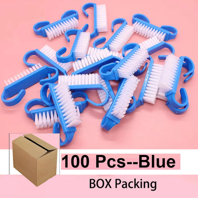 100pcs Cleaning Nail Brush Tools Colorful Plastic Dust Cleaner Brushes Nail Art Pedicure Powder Soft Remover Manicure Tools