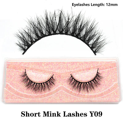 FOXESJI Real Mink Fluffy Short Eye Lashes Extension Wispy Soft Natural Short False Eyelashes Daily Wear Full Strip Lashes Makeup