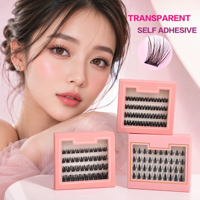 Cluster Lashes Light Weight Self Adhesive Eyelashes Pre Glued Press on Lashes Waterproof Handmade