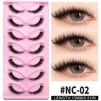 VELTRINAY Cat Eye False Eyelashes Natural Voume Fake Eyelash Faux Mink Eye Lashes Clear Eyelash Band Fake Lashes Makeup