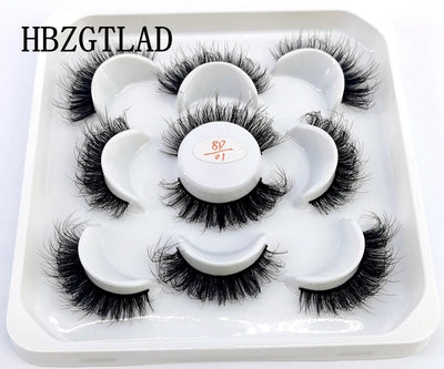 HBZGTLAD New 5 Pairs 25mm 3d Mink Lashes Faux Mink Lash Wispy Thick Natural Full Strip Lashes