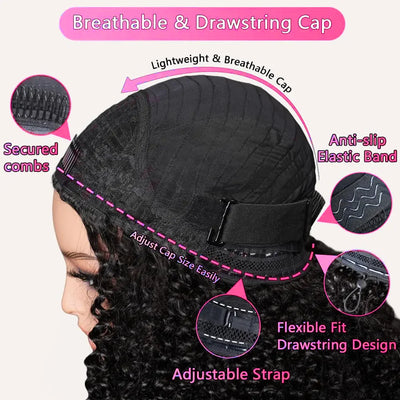 Half human hair wig Jery curly wigs without glue human hair with cord without sewing Flip Over women