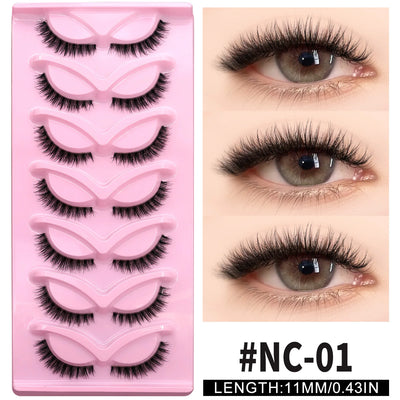 VELTRINAY Cat Eye False Eyelashes Natural Voume Fake Eyelash Faux Mink Eye Lashes Clear Eyelash Band Fake Lashes Makeup