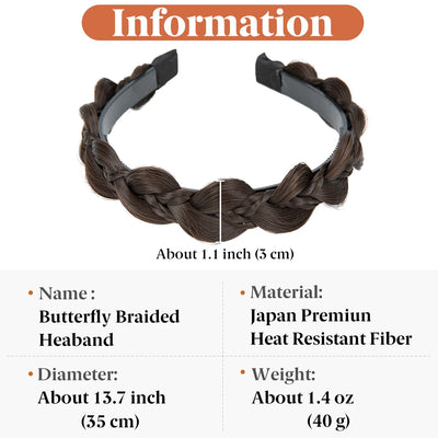 SARLA Synthetic Butterfly Braided Headband Hair Belt Plaited Hairband Bohemian Style Women Hairstyle Hairpieces H26