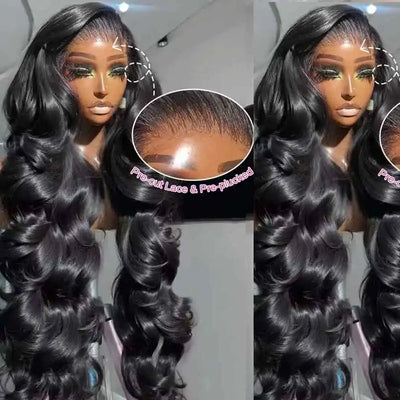 Gluless Body Wave Human Hair Wigs 13x6 HD Transparent Lace Frontal Human Hair Wigs 30 40 Inch Remy Body Wave Lace Front Wig
