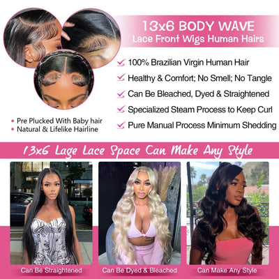 Body Wave Human Hair Wigs 100% Human Hair Quality 13X6 Hd Lace Frontal Wig 250 Density Brazilian Original 40Inch Lace Front Wigs