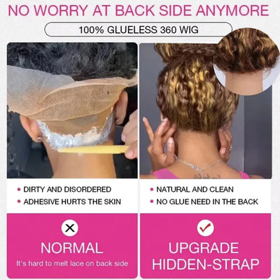 Highlight Wig Human Hair 360 Full Lace Wig 13X6 Hd Lace Frontal Wig Bob Curly Deep Wave Wig 427 Honey Blonde Colored 250 Density