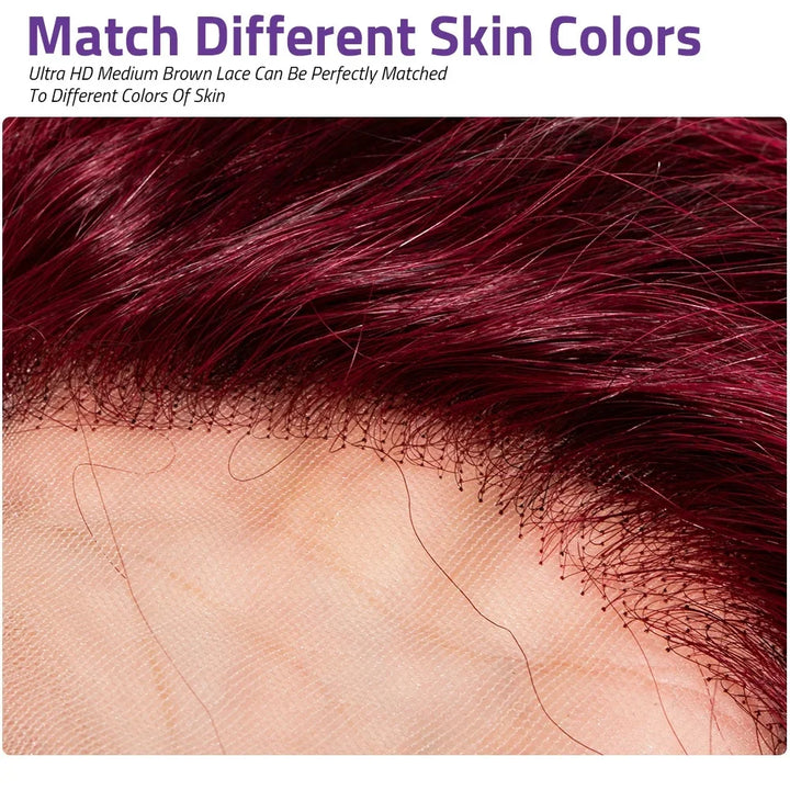 Burgundy HD Lace Front Human Hair Wig