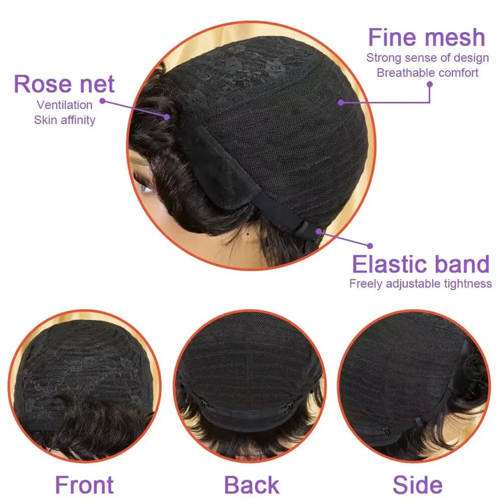 Straight Pixie Cut Human Hair Wig with Bangs - JoySky Hair
