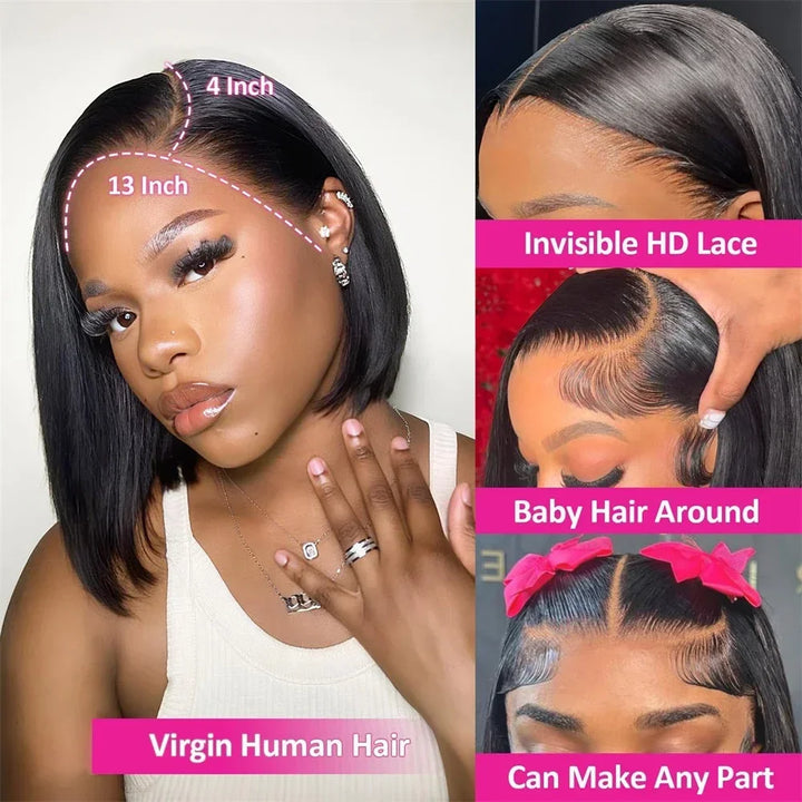 13x4 HD Lace Straight Bob Wig - JoySky Hair