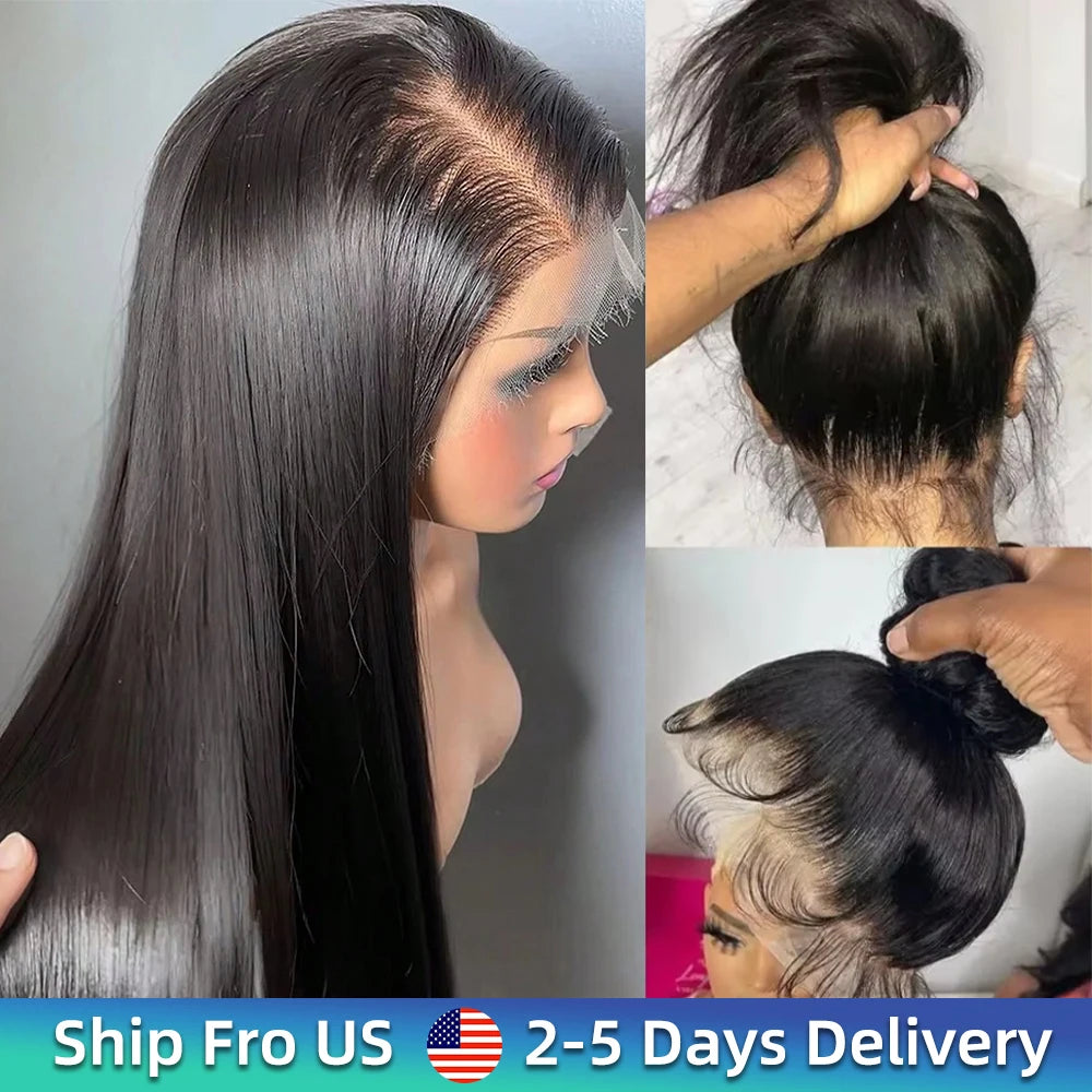 40 Inch 360 Full Lace Wig Bone Straight Human Hair Wigs 13x6 Transparent Lace Frontal Wig Human Hair Brazilian Pre Plucked Wig