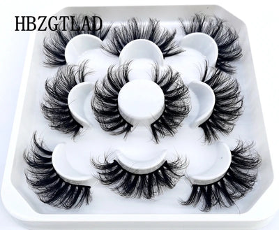 HBZGTLAD New 5 Pairs 25mm 3d Mink Lashes Faux Mink Lash Wispy Thick Natural Full Strip Lashes
