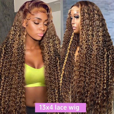 Highlight Wig Human Hair 360 Full Lace Wig 13X6 Hd Lace Frontal Wig Bob Curly Deep Wave Wig 427 Honey Blonde Colored 250 Density