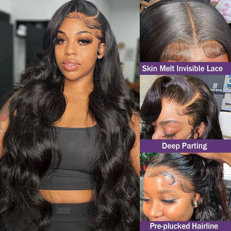 250 Density 13x6 Body Wave Lace Front Human Hair Wig Brazilian Remy 30 40 Inch 13x4 Hd Lace Frontal Wigs PrePlucked For Women