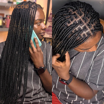 Synthetic Braided Wigs For Black Women Full Lace Wig Braid African Knotless Box Braids Hair Lace Front Wigs Cheap Cornrow Braids