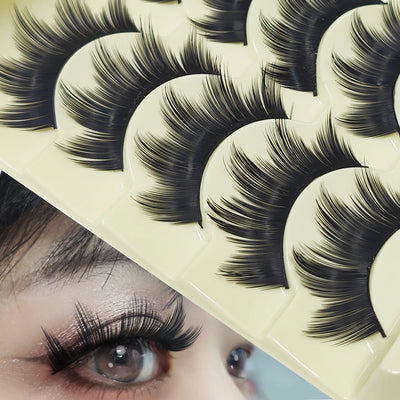 5 Paris Cat Eye False Eyelashes Long Thick Cosplay Fake Eye Lashes Extension Smokey Natural Makeup Handmade Reusable