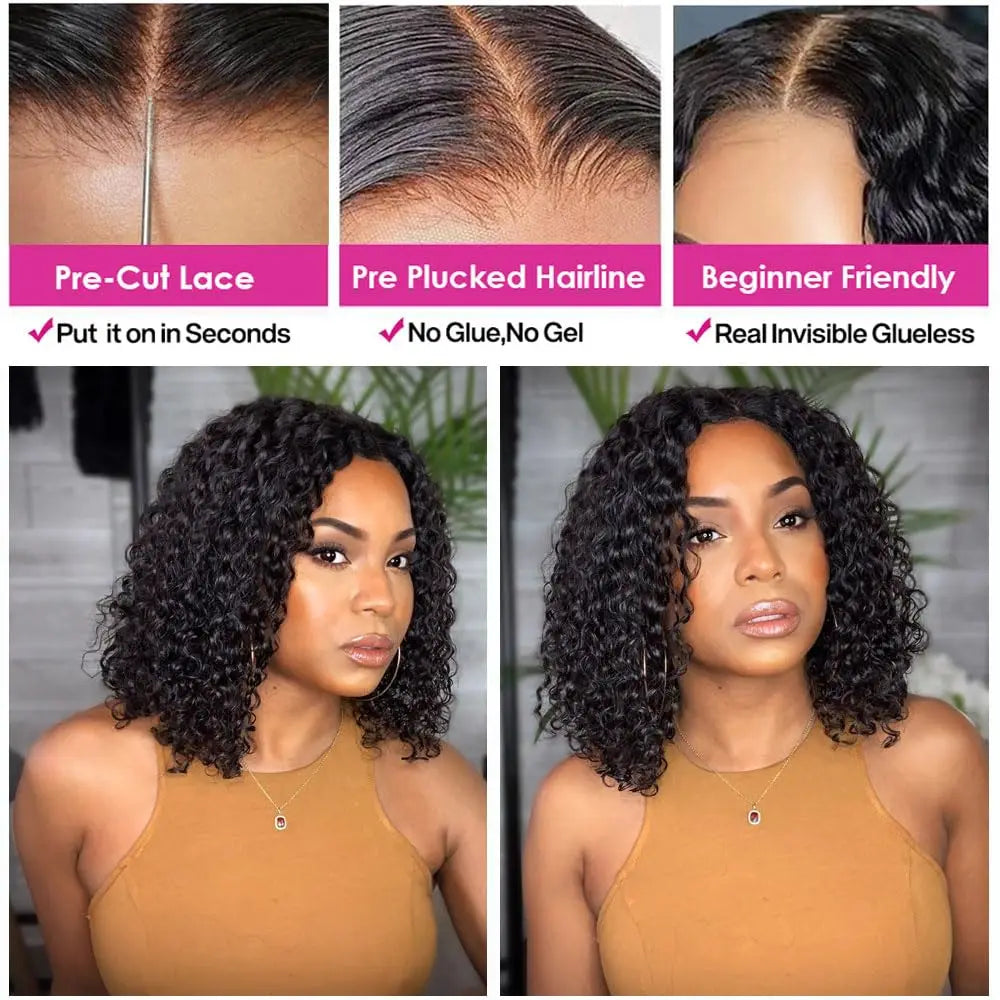 Wear and Go Glueless Curly Hair Wigs Pre Plucked